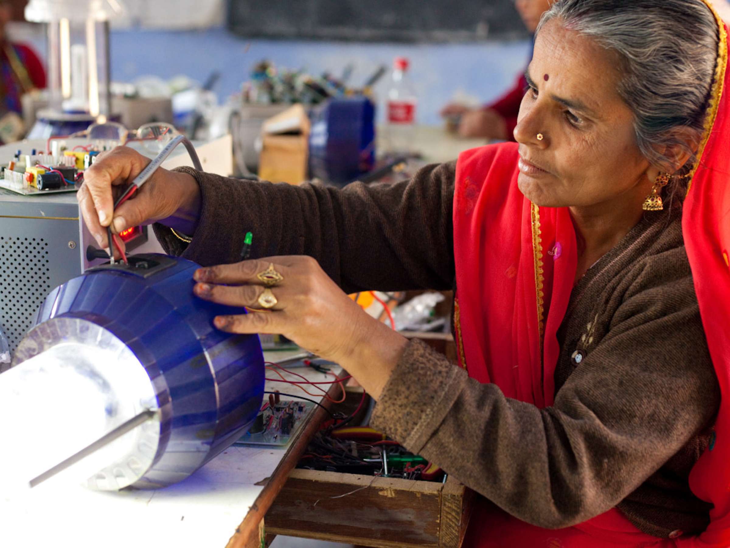 Women training for solar engineering in India