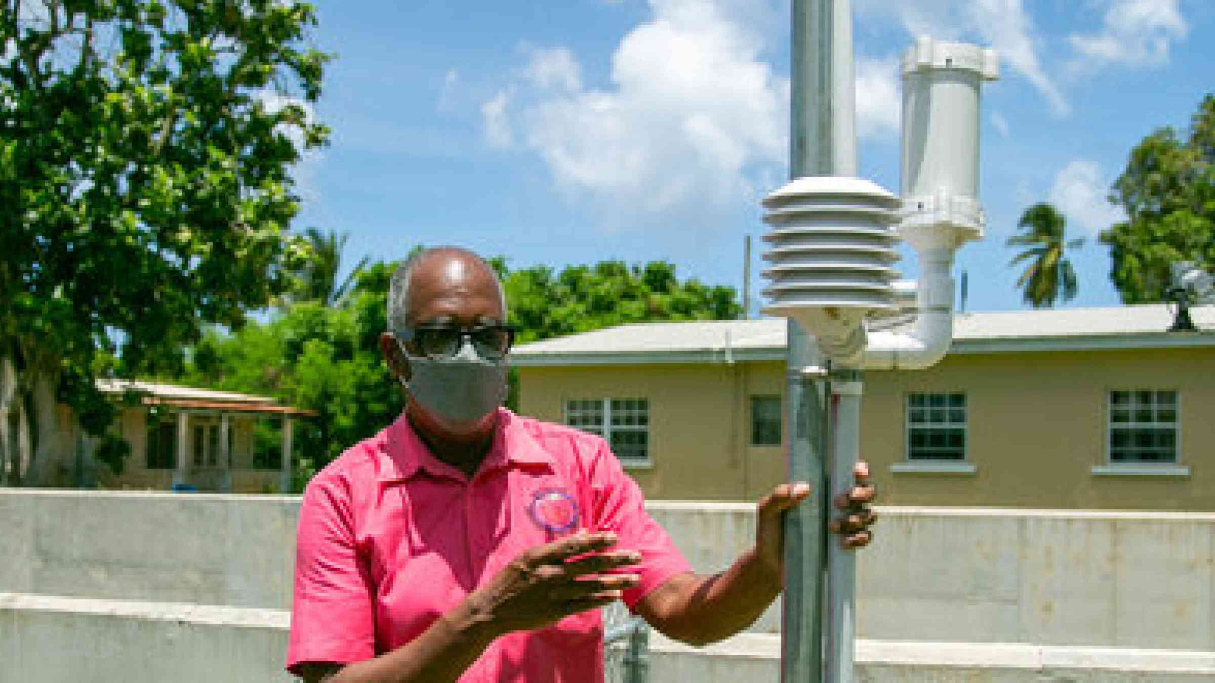 Man showing early warning system