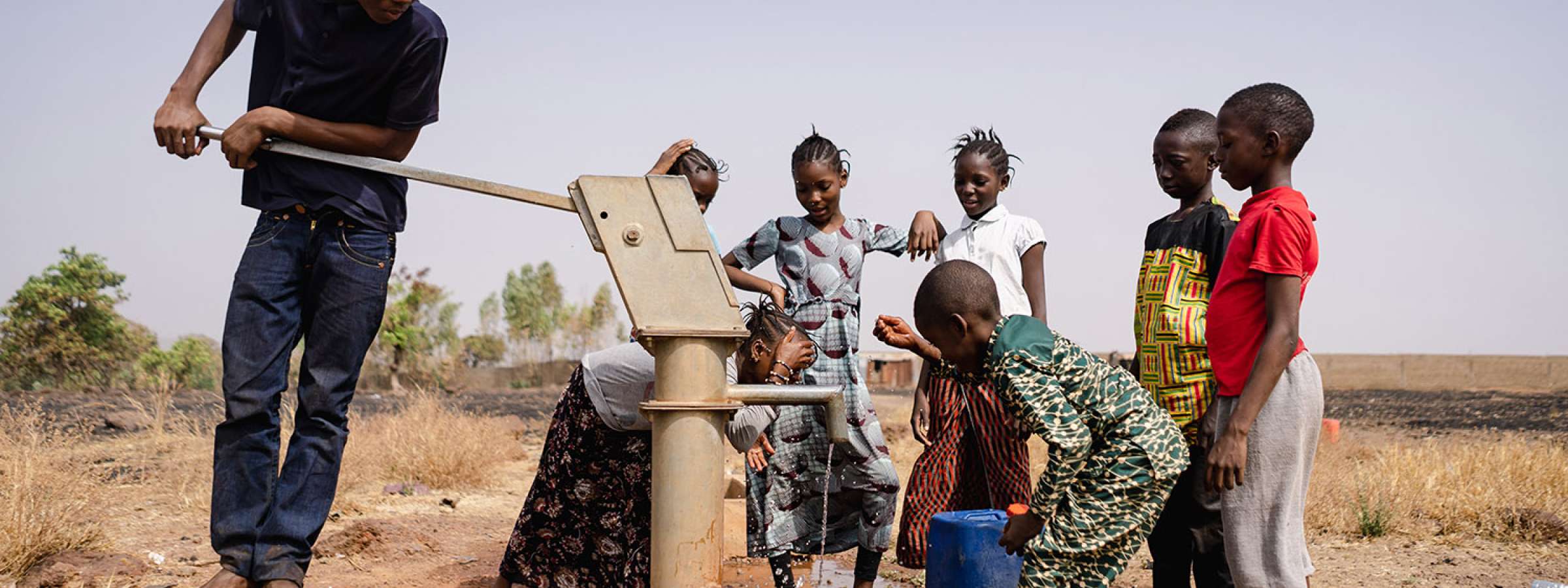 Children getting water